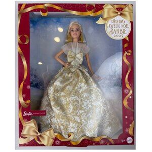 2025 Holiday Barbie Blonde Gold Gown Barbie Signature Doll NIB